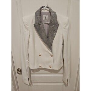 Valentina Shah Limited Edition Handmade Italy Ivory Double Breasted Blazer 4
